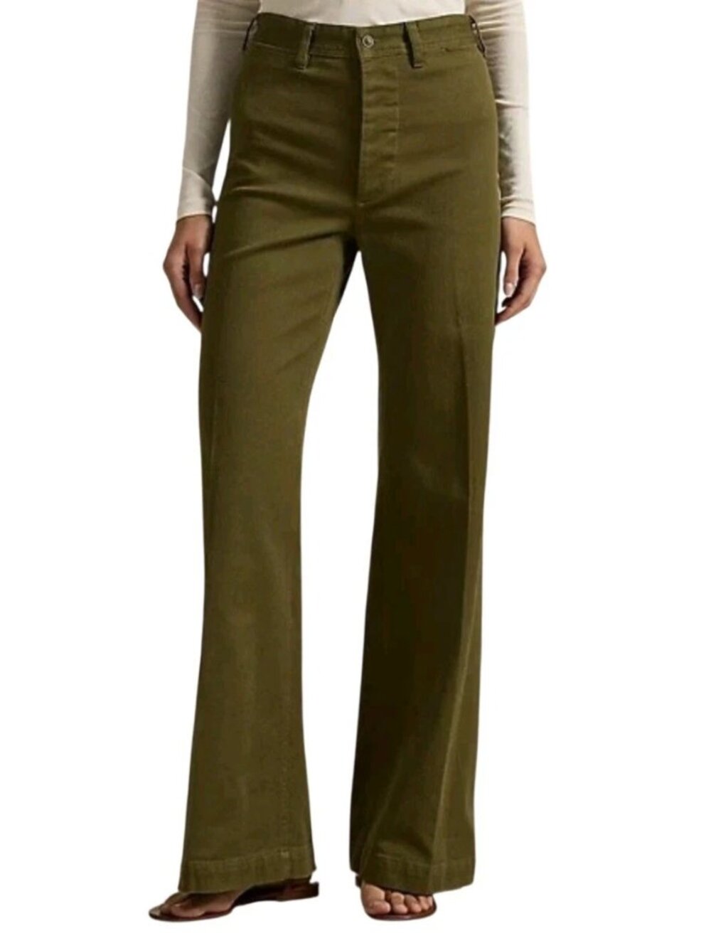 Polo Ralph Lauren Womens Pants Size 14 The Beaton Stretch Cotton Button Fly New